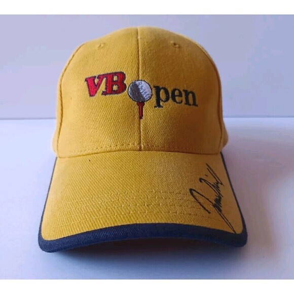 PGA Tour Golf Hat Men's Adjustable Autographed Yellow Embroidered - Picture 1 of 10